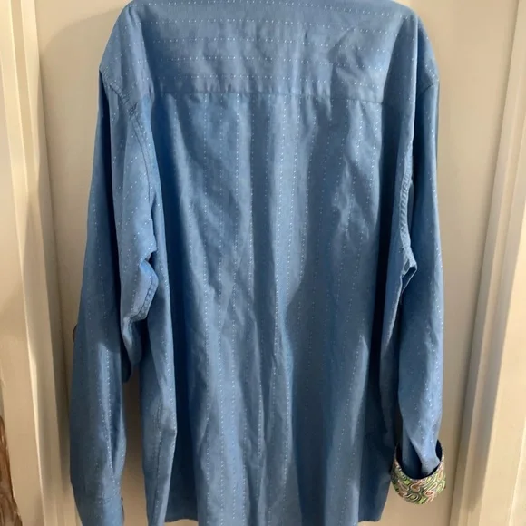 Robert Graham Fully Embroidered Light Blue Designer Dress Shirt Mens 2XLT TALL - Picture 13 of 16
